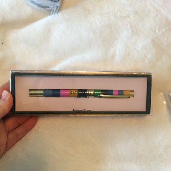kate spade enchanted stripe pink blue yellow green pen nwt - Picture 5 of 7